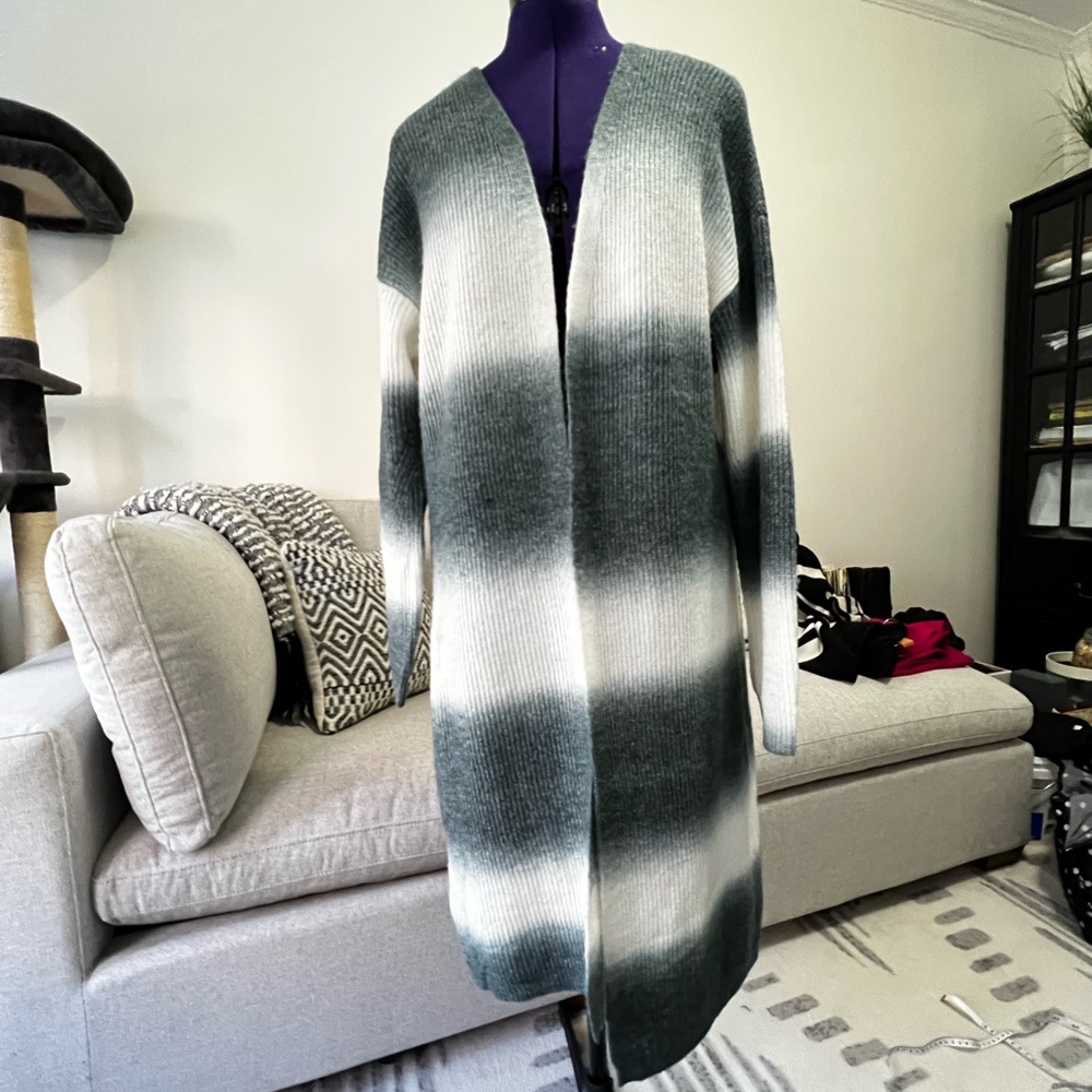 BCBGeneration Dark Teal and White Striped Sweater